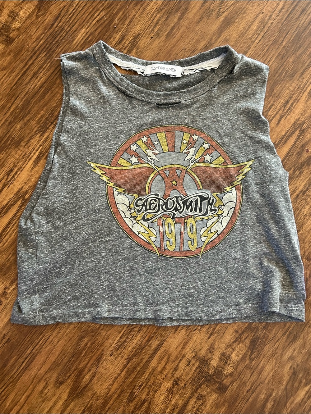 Daydreamer Gray Aerosmith 1979 Graphic Crop Tank